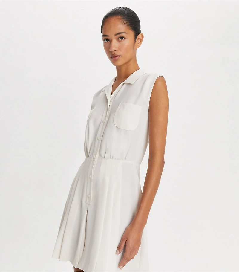 Pleated Twill Dress