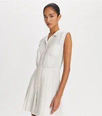 Pleated Twill Dress
