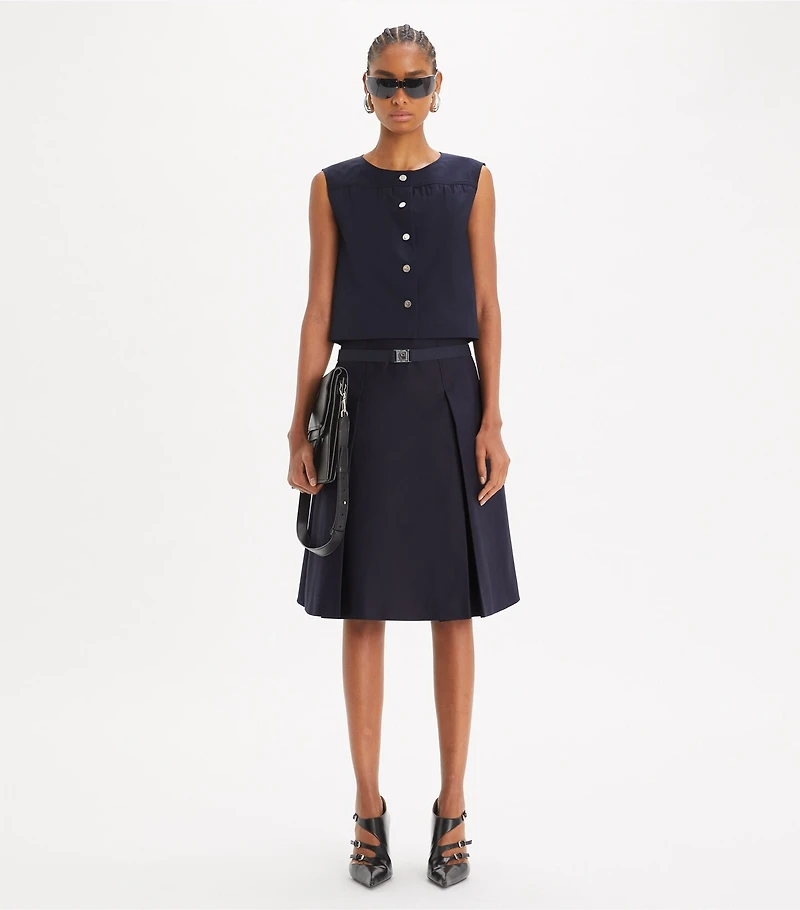 Pleated Twill Skirt