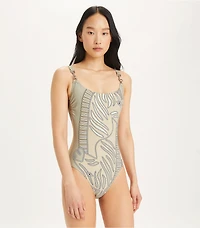 Printed Clip Tank Swimsuit