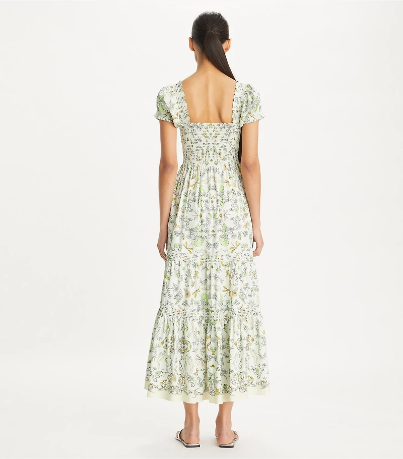 Printed Cotton Smocked Dress