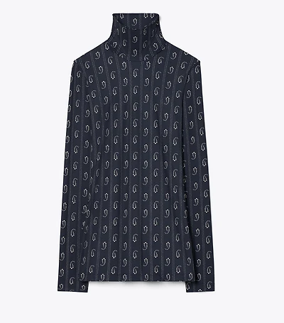 Printed Jersey Mockneck Shirt