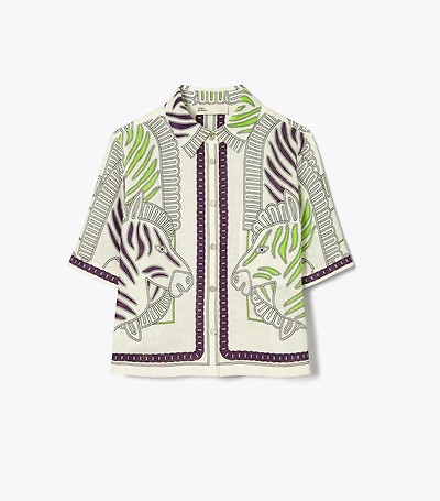 Printed Linen Camp Shirt