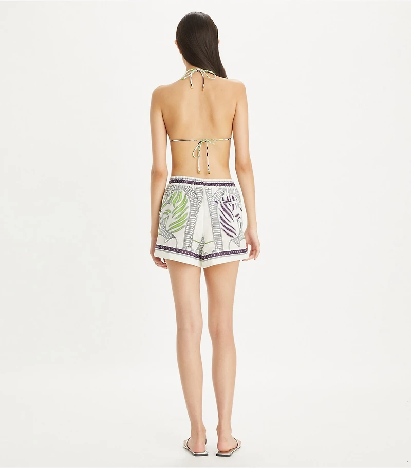 Printed Linen Camp Short