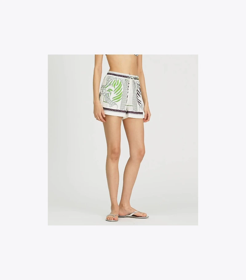 Printed Linen Camp Short