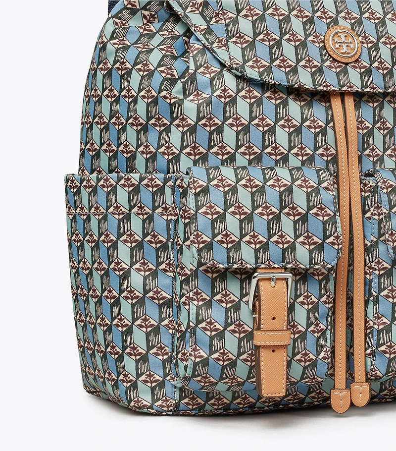 Printed Nylon Flap Backpack