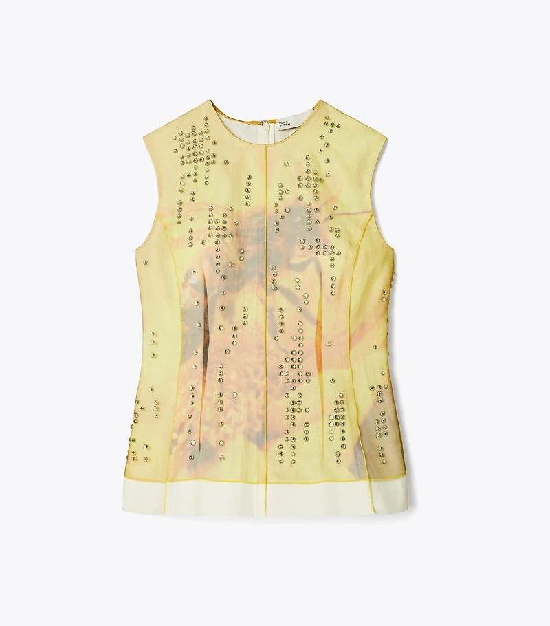 Printed Organza Shell Top