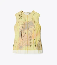 Printed Organza Shell Top