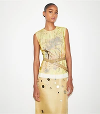 Printed Organza Shell Top
