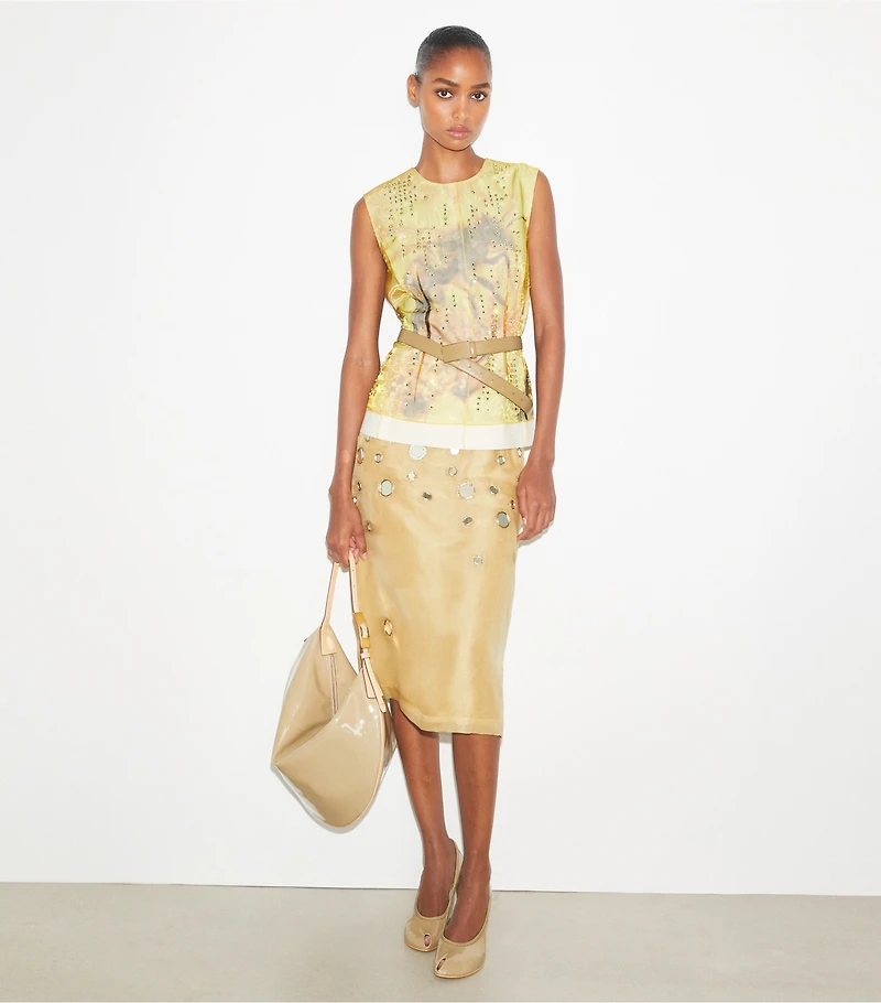 Printed Organza Shell Top