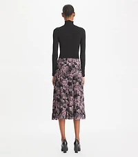 Printed Pleated Silk Skirt