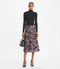 Printed Pleated Silk Skirt