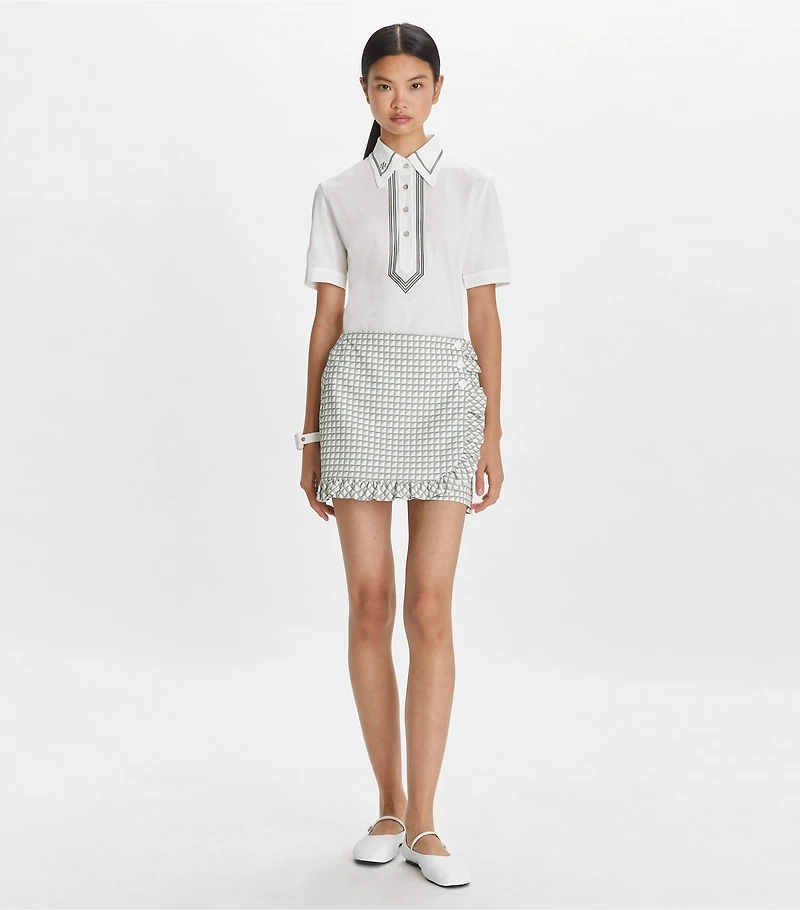 Printed Ruffle Twill Golf Skirt