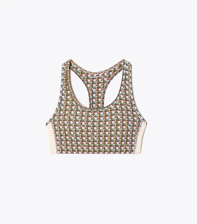 Printed Side-Stripe Racerback Bra