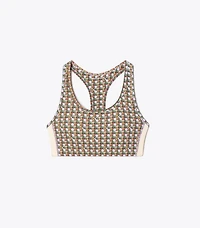 Printed Side-Stripe Racerback Bra