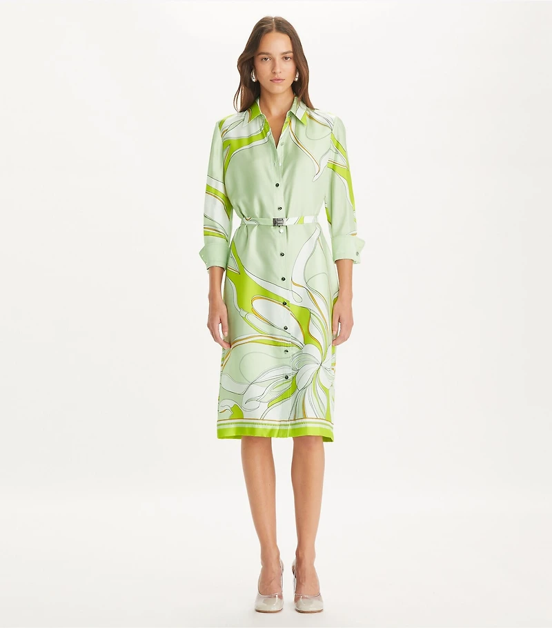 Printed Silk Shirtdress