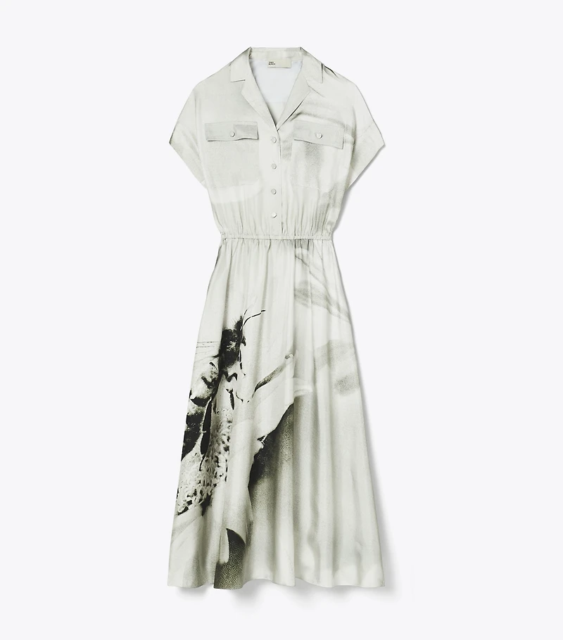 Printed Silk Twill Shirtdress