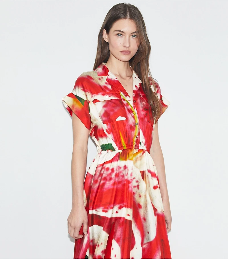 Printed Silk Twill Shirtdress