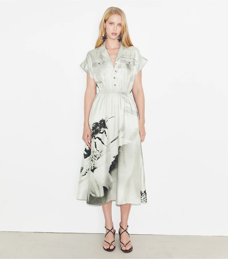 Printed Silk Twill Shirtdress