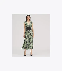 Printed U-Neck Viscose Dress