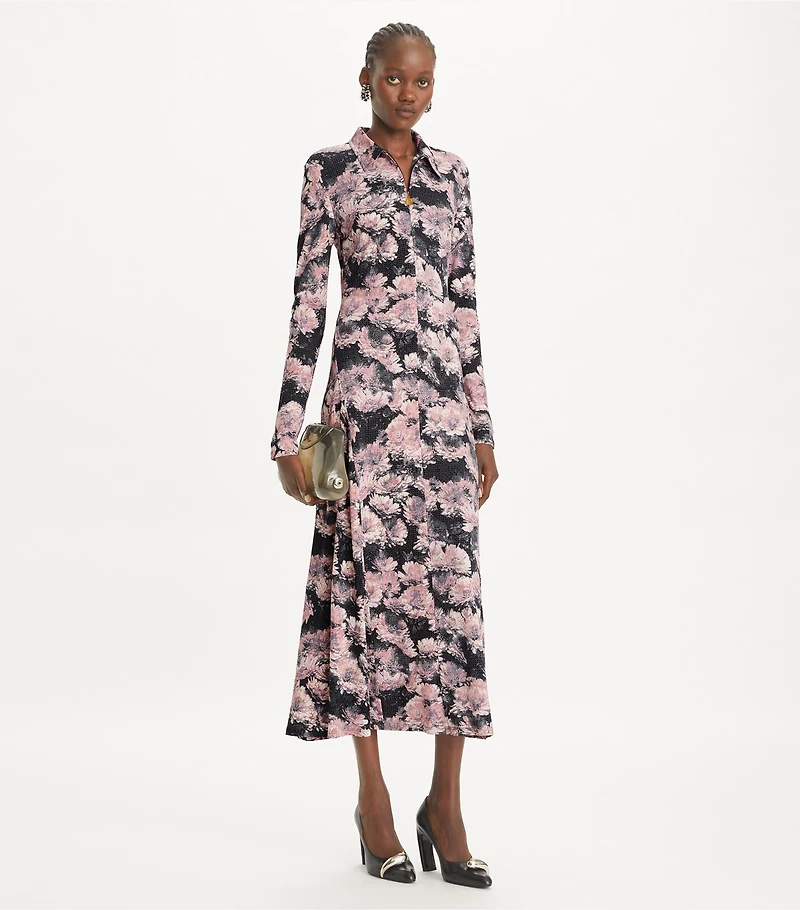 Printed Viscose Polo Dress