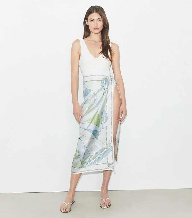 Sailboat Spiral Silk Square Scarf