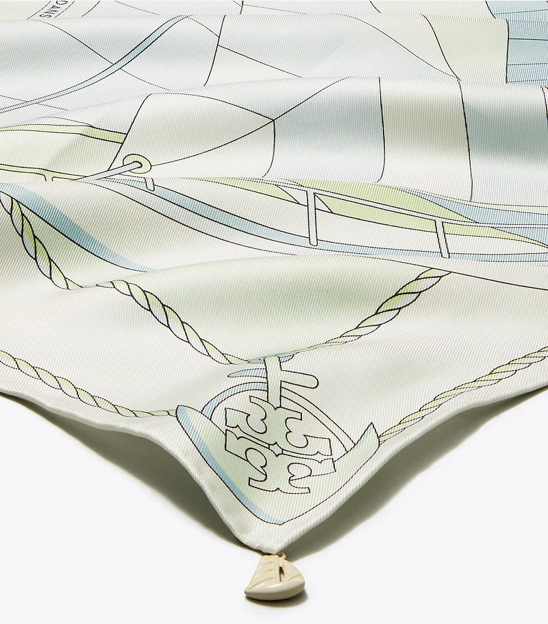 Sailboat Spiral Silk Square Scarf
