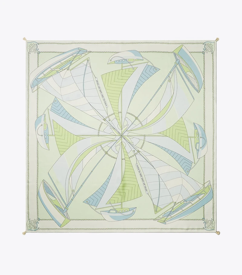 Sailboat Spiral Silk Square Scarf