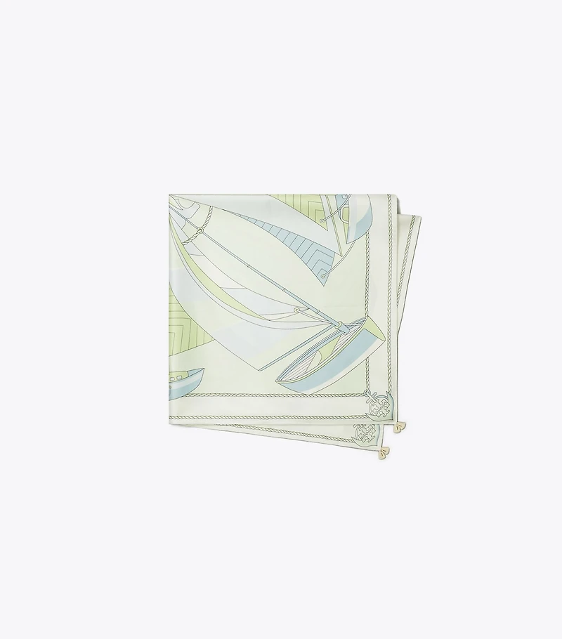 Sailboat Spiral Silk Square Scarf