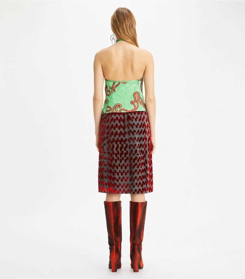 Satin Paisley Knot Top