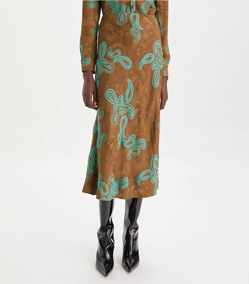 Satin Paisley Skirt