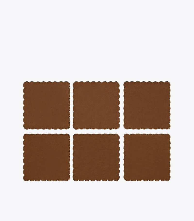 Scalloped Cocktail Linen Napkin, Set of 6