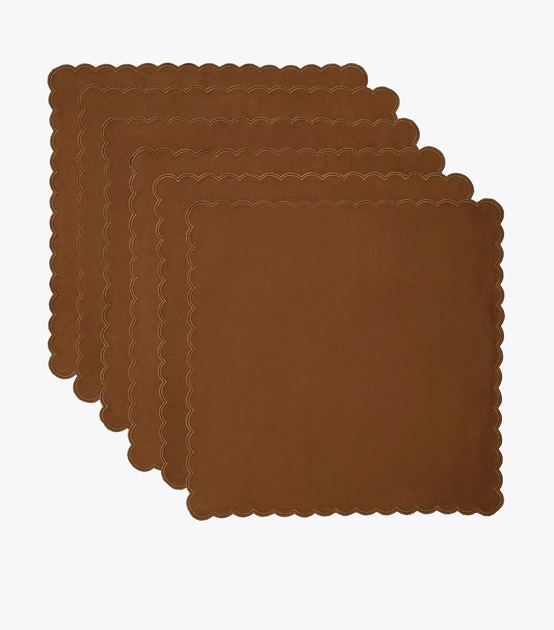Scalloped Dinner Linen Napkin, Set of 6