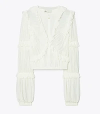Sheer Jersey Ruffle Top