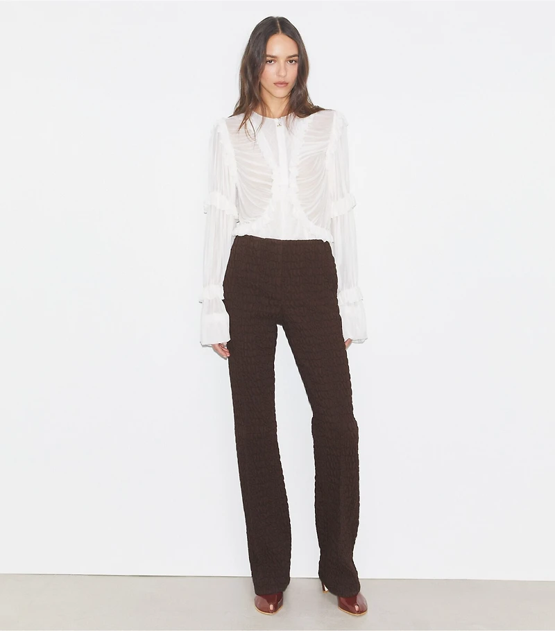 Sheer Jersey Ruffle Top