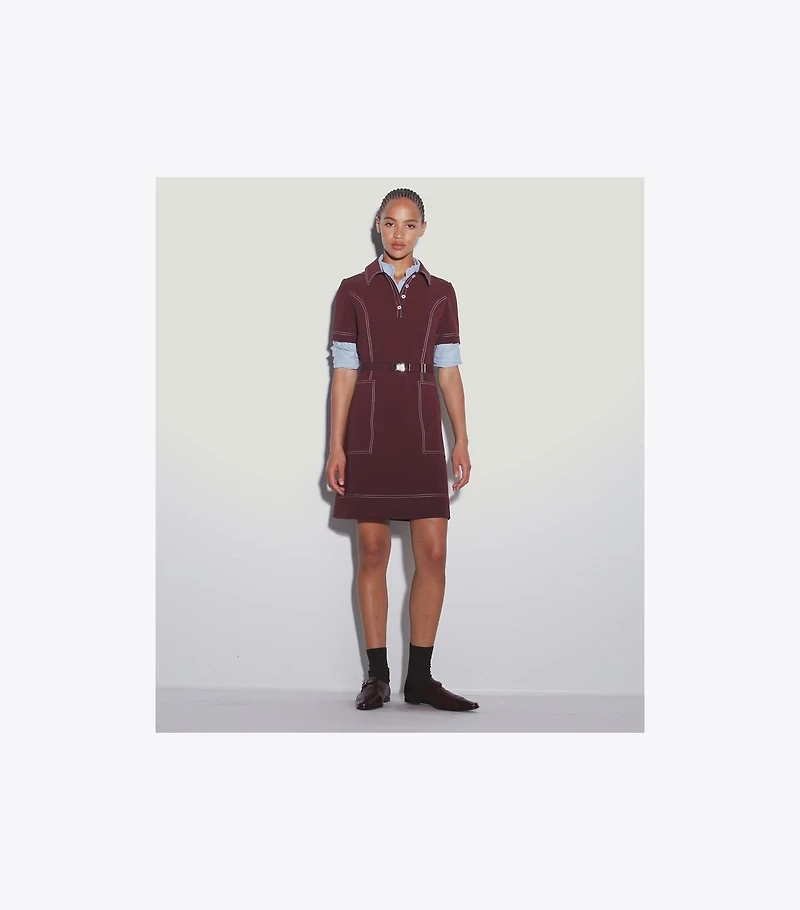 Short-Sleeve Pick Stitch Golf Dress