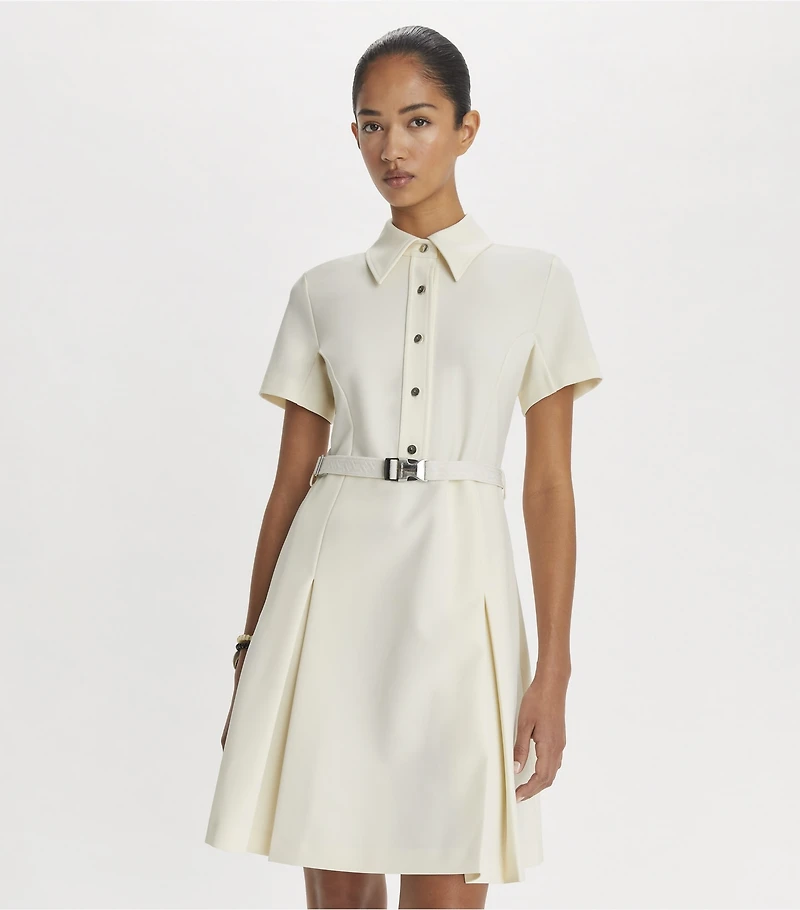 Short-Sleeve Pleated Golf Dress