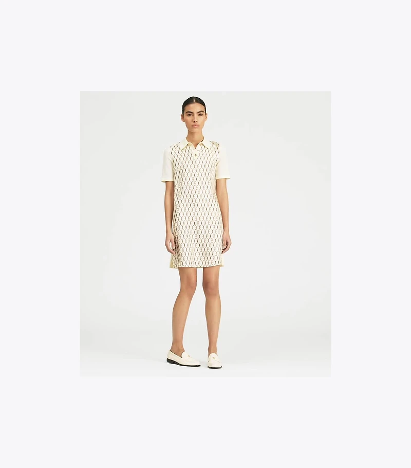 Silk-Front Polo Dress