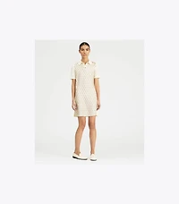 Silk-Front Polo Dress