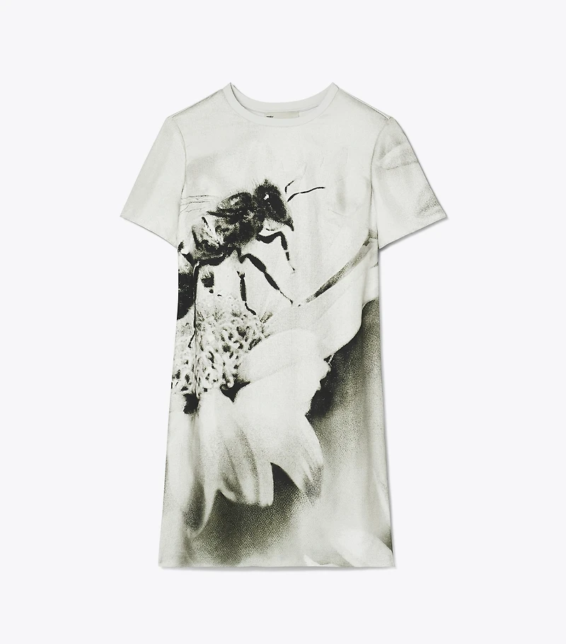 Silk Front T-Shirt Dress