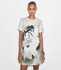 Silk Front T-Shirt Dress