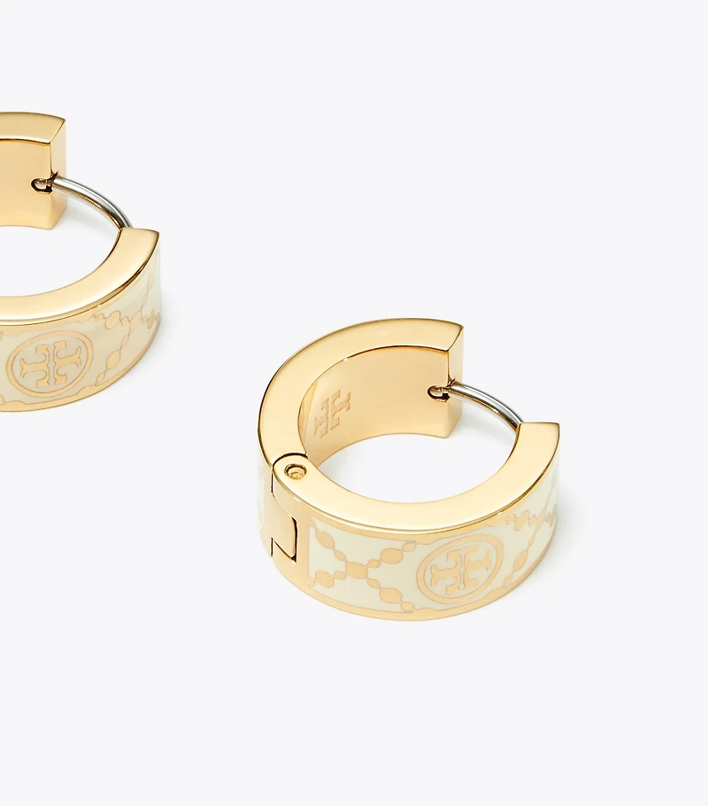 Small Icon T Monogram Hoop Earrings