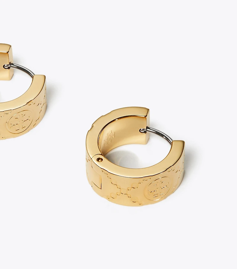 Small Icon T Monogram Hoop Earrings