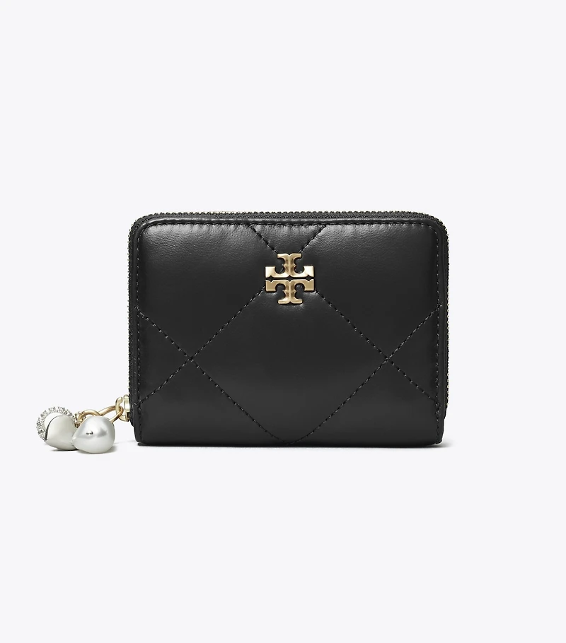 Small Kira Diamond Quilt Charm Zip Wallet