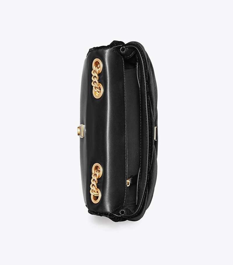 Small Kira Diamond Quilt Velvet Pavé Shoulder Bag