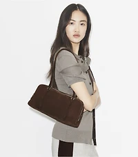 Small Marshmallow Suede Satchel