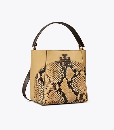 Small McGraw Snake Embossed Bucket Bag