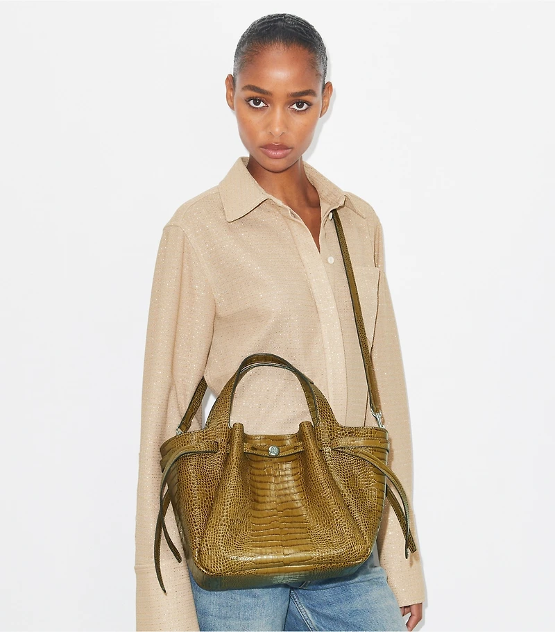 Small Romy Croc-Embossed Tote