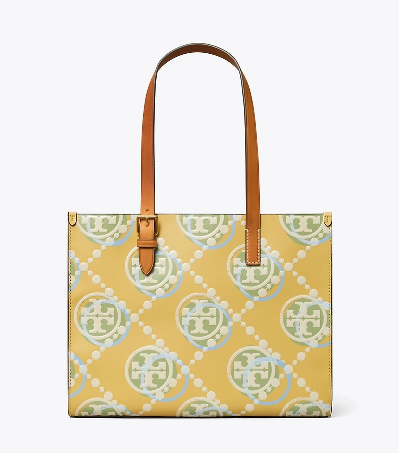 Small T Monogram Contrast Embossed Tote