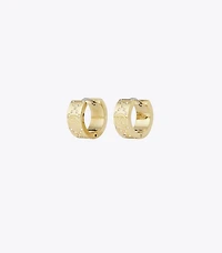 Small T Monogram Pavé Hoop Earrings